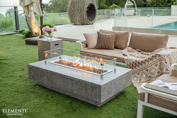 Elementi | Bundle Hampton Gas Fire Pit Cast Concrete 56" Rectangular Fire Table - Image 5