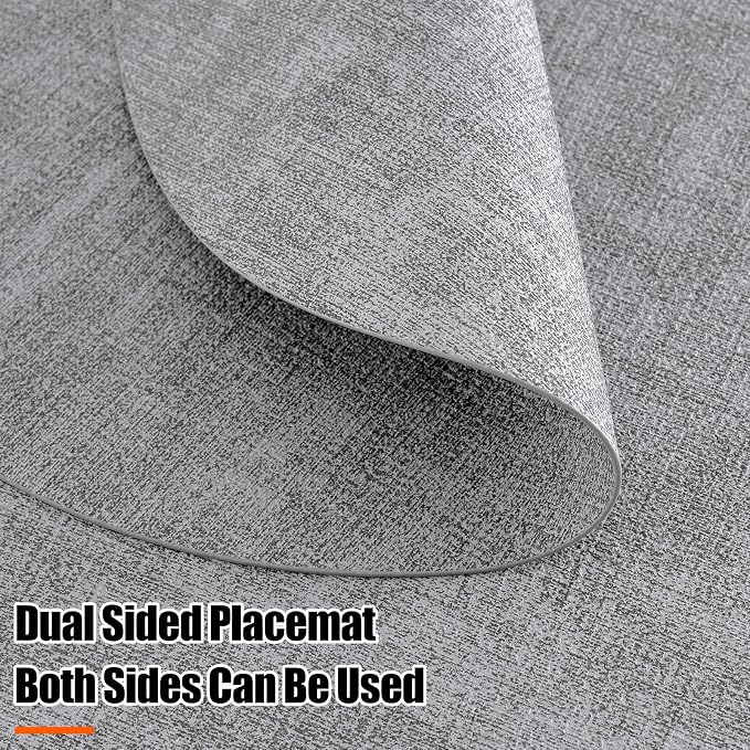 Homaxy Round Faux Leather Placemats and Coasters, Washable Dual-Side Table Mats - Image 3