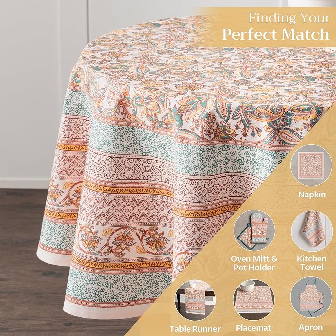Maison d' Hermine Table Cloth Round Table 100% Cotton 63 Inches Fall Tablecloth - Image 6