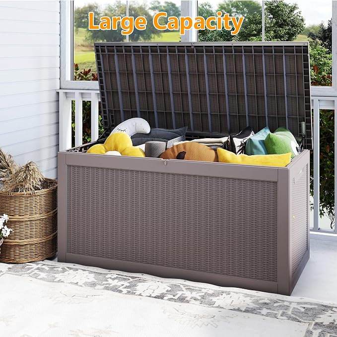 320 Gallon Outdoor Storage Box Waterproof, Resin Deck Boxes - Image 4