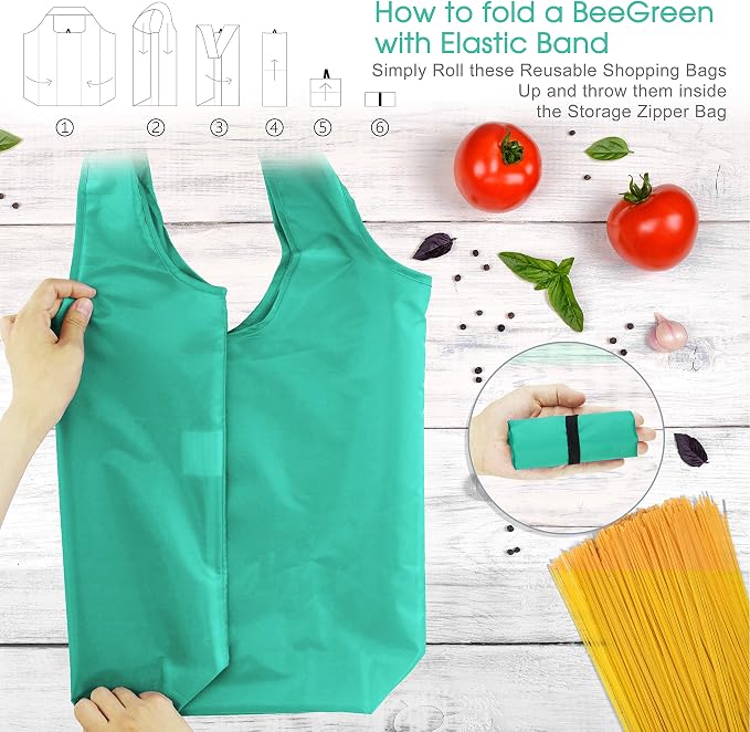 BeeGreen Reusable-Grocery-Bags-Foldable-Machine-Washable-Reusable-Shopping-Bags- - Image 3