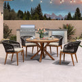 PURPLE LEAF 5 Pieces Outdoor Round Dining Set Patio Oversize Table and Chairs by PURPLELEAF