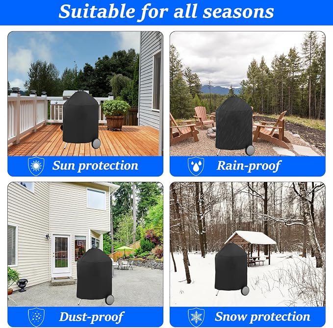 Round BBQ Grill Cover for 18 Inch Charcoal Grills Waterproof, Fade Resistant - Image 6