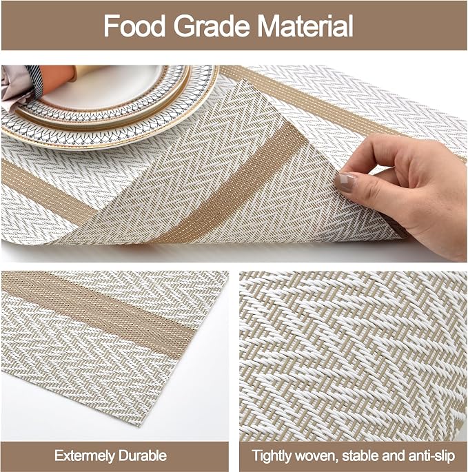SLKQG Beige White Placemats Set of 4 - Image 4