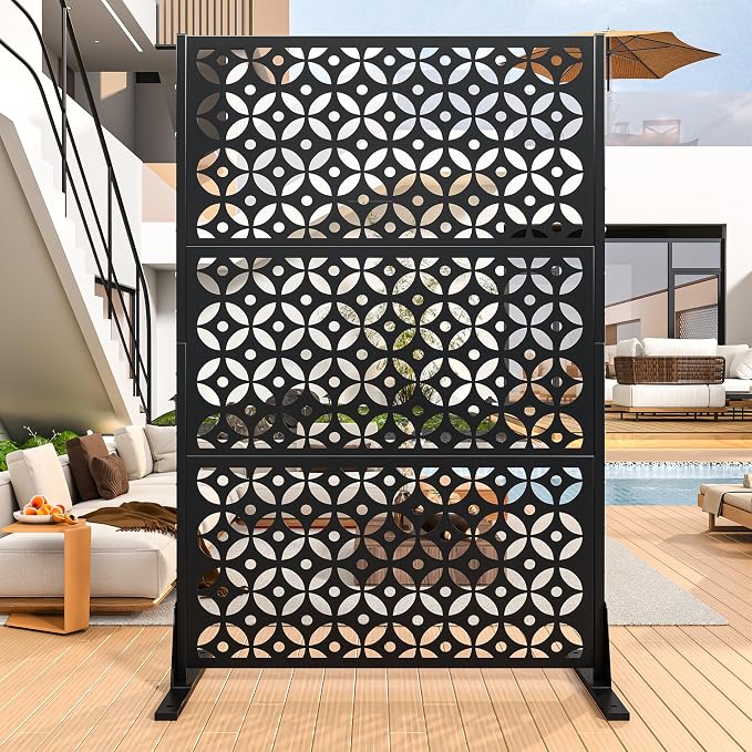 Metal Privacy Screen Outdoor, Decorative Privacy Panels Shield by erosoei