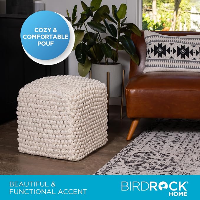 BIRDROCK HOME Bud Pouf Foot Stool Ottoman - Image 6