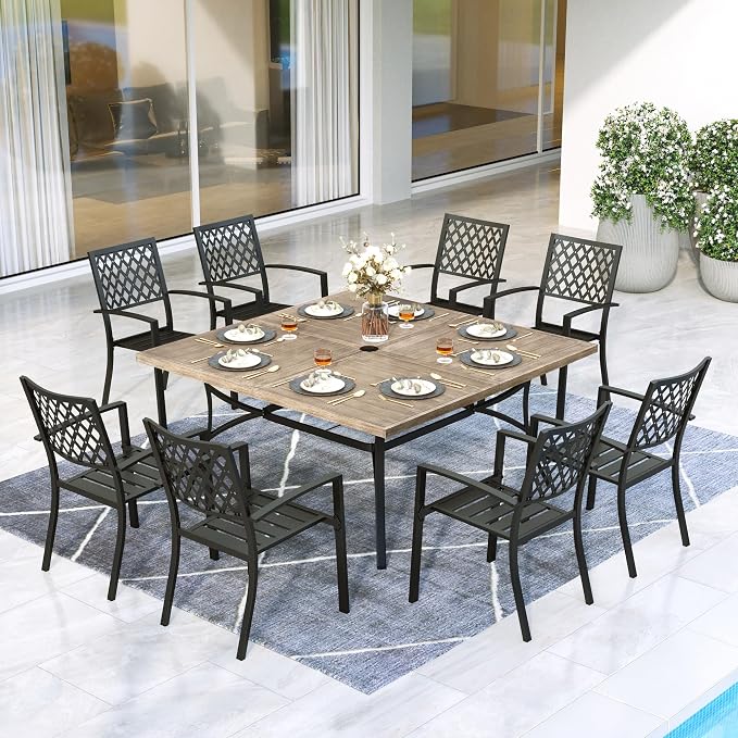 MFSTUDIO Patio Dining Set for 8, Metal Patio Table and Chairs Set, Outdoor - Image 2