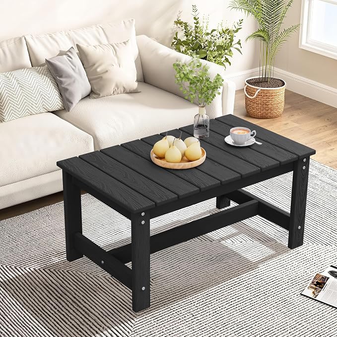 SERWALL Outdoor Coffee Table, HDPE Patio Coffee Table - Image 9