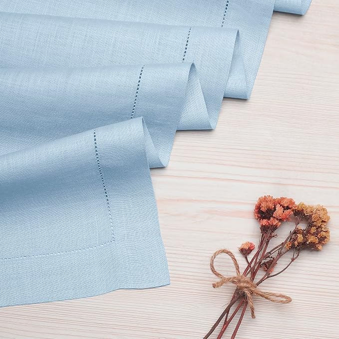 D'Moksha Homes Linen Powder Blue Table Runner 108 Inches Long - Image 4