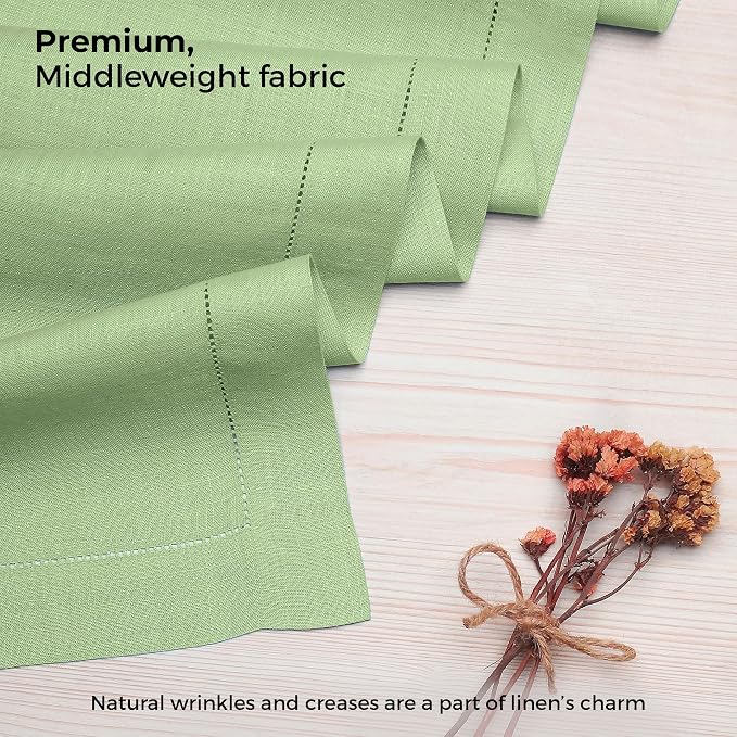D'Moksha Homes Linen Sage Green Table Runner 48 Inches - Image 4