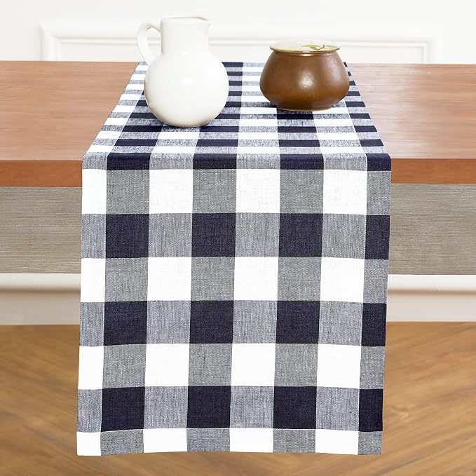 Solino Home Linen Checkered Table Runners 90 Inches Long by SolinoHome
