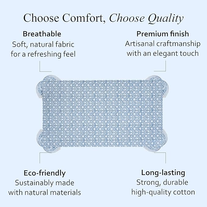 CPC Azure Regal Tablecloth 100% Cotton 70x108 Inch Indian Block Print Rectangle - Image 6
