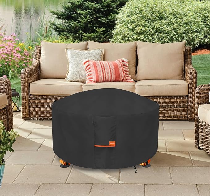 Fire Pit Cover, Outdoor Heavy Duty 600D 100% Waterproof Fire Pit Cover Round - Image 9