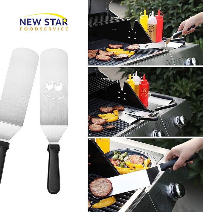 Barbecue Tool Set, 3-Piece Stainless Steel Turners and Dough Scraper