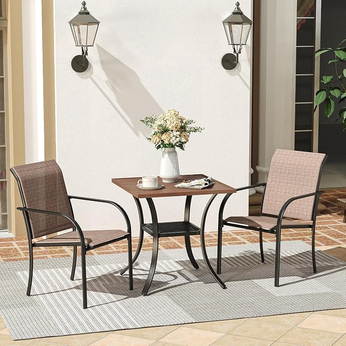 VICLLAX Patio Dining Table, Square Table Metal Outdoor Bistro Table - Image 2