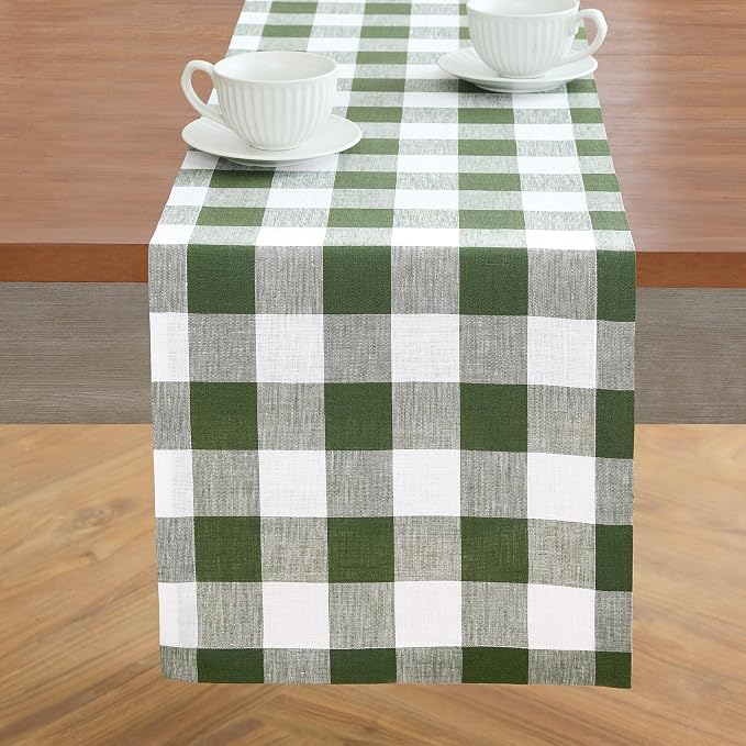 Solino Home Linen Checkered Table Runner 108 Inches Long by SolinoHome