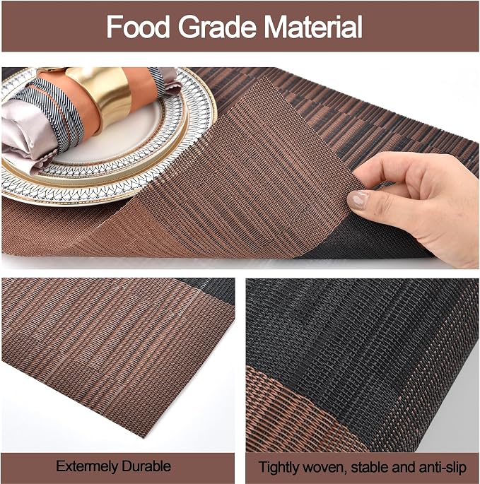 SLKQG Brown Placemats Set of 8 - Image 4