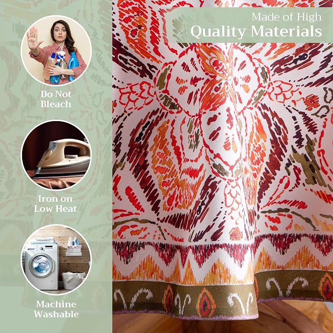 Maison d' Hermine Table Cloth Round Table 100% Cotton 63 Inches Fall Tablecloth - Image 3
