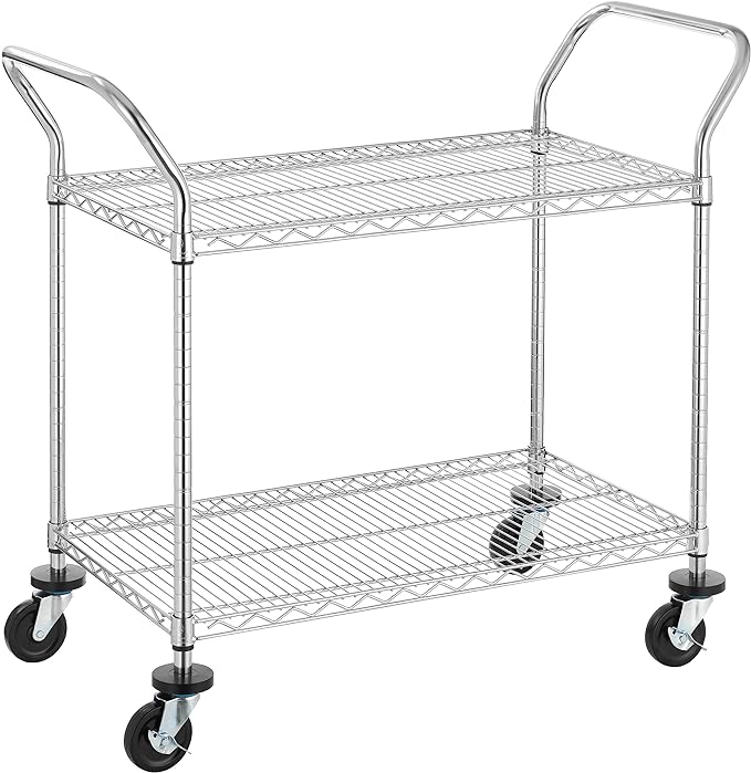 Finnhomy 2-Tier Commercial Grade Rolling Cart, Heavy Duty Utility Cart by Finnhomy