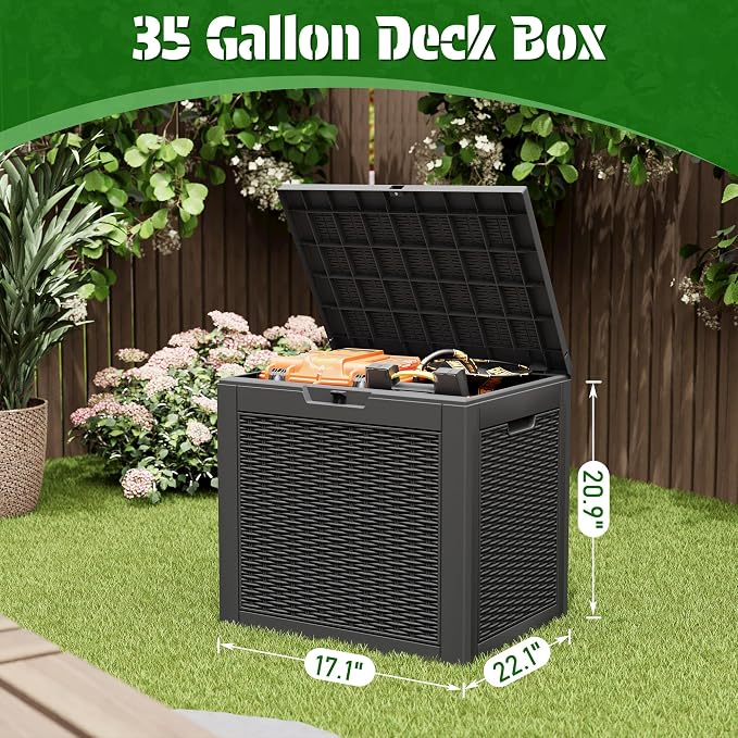 NUNU LAB 35 Gallon Outdoor Storage Box, Indoor Outside Deck Boxes Waterproof - Image 2
