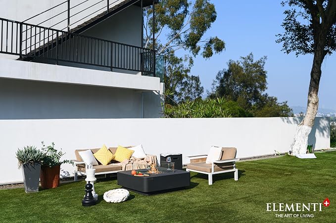 Elementi+ | Bergamo Gas Fire Pit Cast Concrete 42" Square Fire Table, Outdoor - Image 7