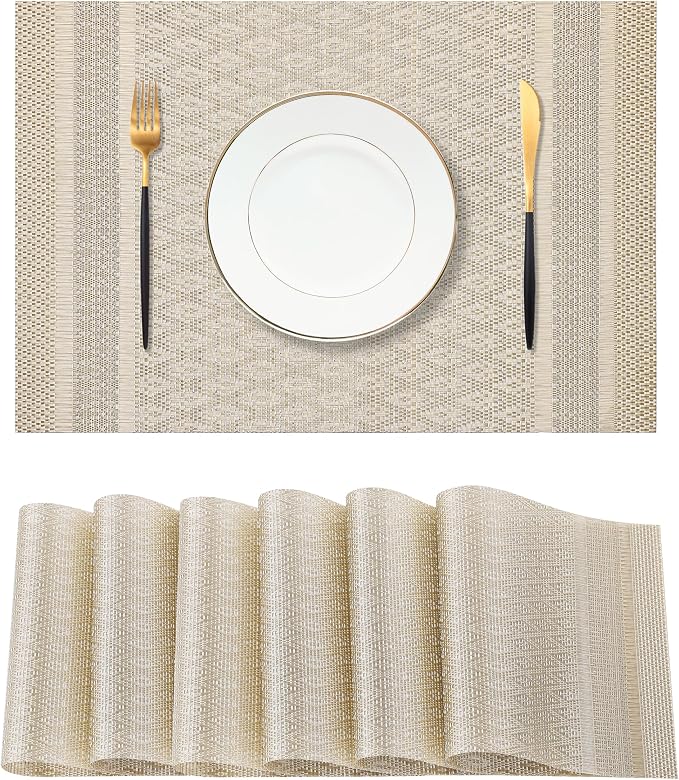 Leetaltree Stardust Yellow Placemats Set of 6 by Leetaltree-ArtatEveryTable