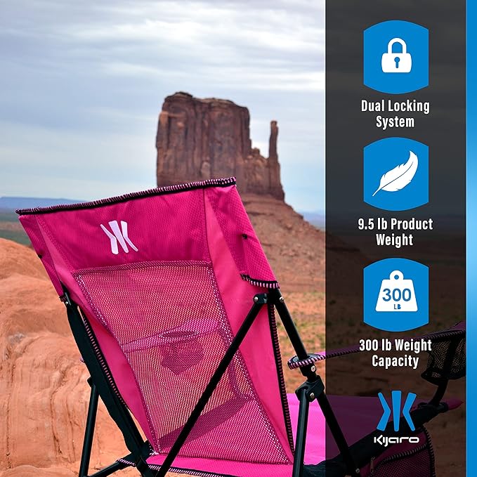 Folding Camping Chair with Dual Lock, Hanami Pink Polyester