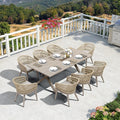 PURPLE LEAF 9 Pieces Outdoor Dining Set All-Weather PE Rattan Outdoor Patio by PURPLELEAF