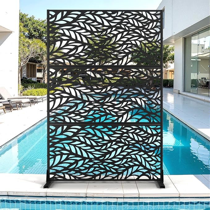 Metal Privacy Screen for Outdoor & Indoor Use, Free Standing Privacy Screen for by Unknown