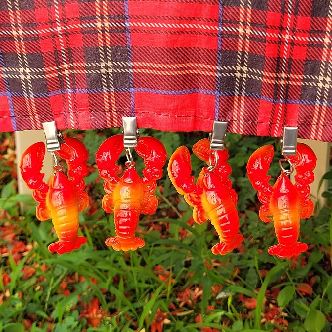 TwoFish Home Set of 4 Lobster Resin Tablecloth Weights Clips Lobster Handicraft - Image 5