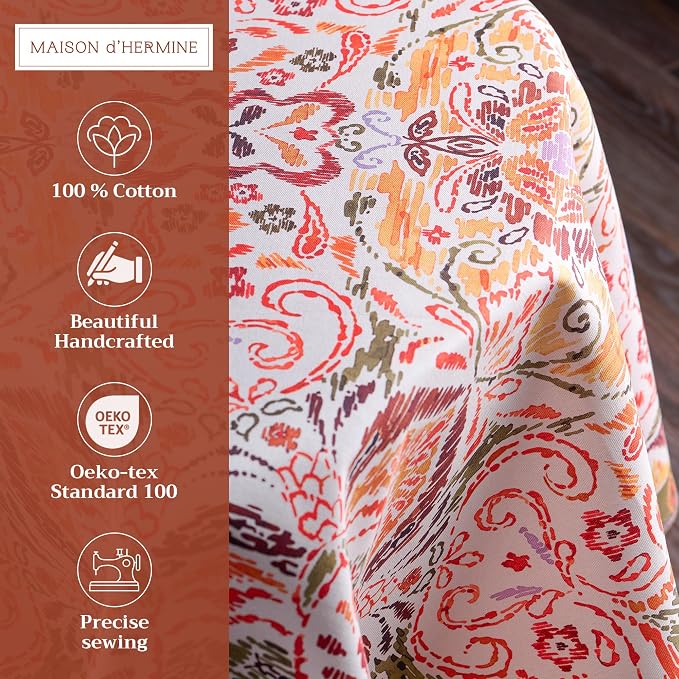 Maison d' Hermine Table Cloth Round Table 100% Cotton 63 Inches Fall Tablecloth - Image 2
