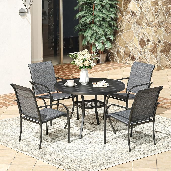 VICLLAX 41 Inches Round Patio Dining Table - Image 2
