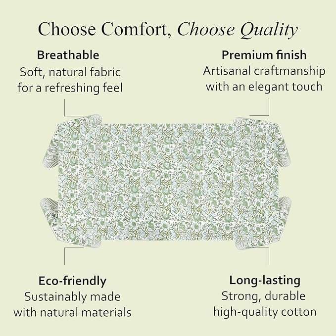 CPC Tablecloth 100% Cotton 60x90 Inch Indian Block Print Rectangle Table Cover - Image 6
