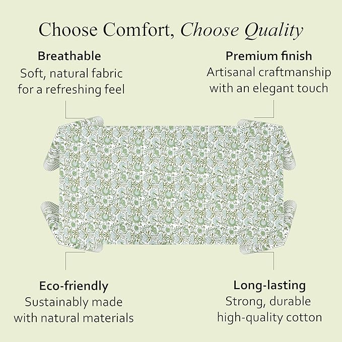 CPC Tablecloth 100% Cotton 72x140 Inch Indian Block Print Rectangle Table Cover - Image 6