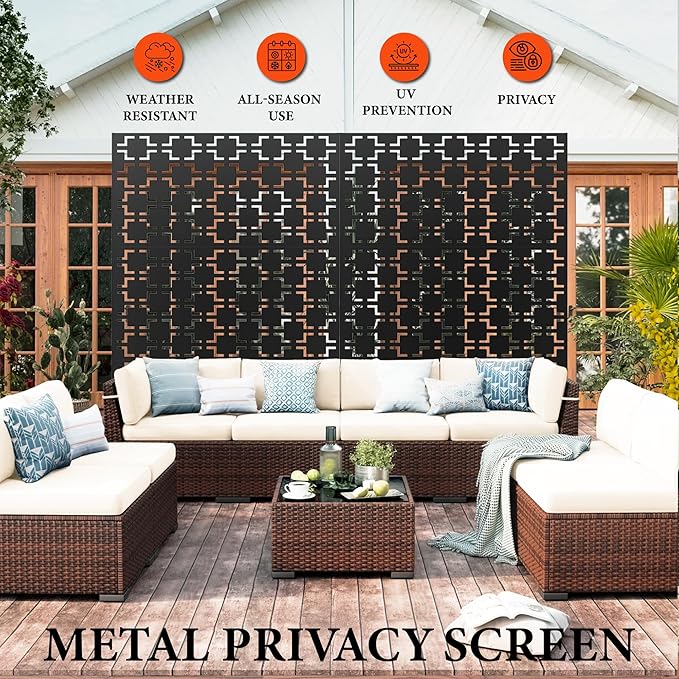 GarveeLife Metal Privacy Screen 72" h x 47" w, Outdoor Privacy Screens and - Image 4