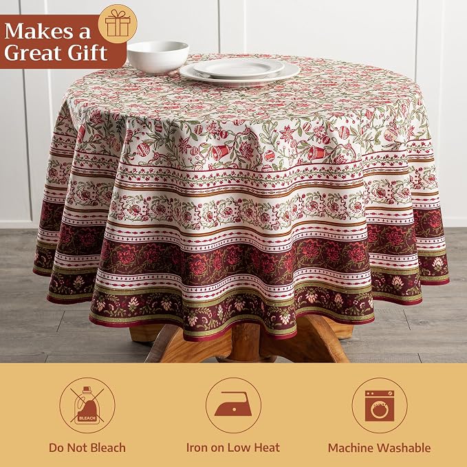 Maison d' Hermine Table Cloth Round Table 100% Cotton 63 Inches Fall Tablecloth - Image 5