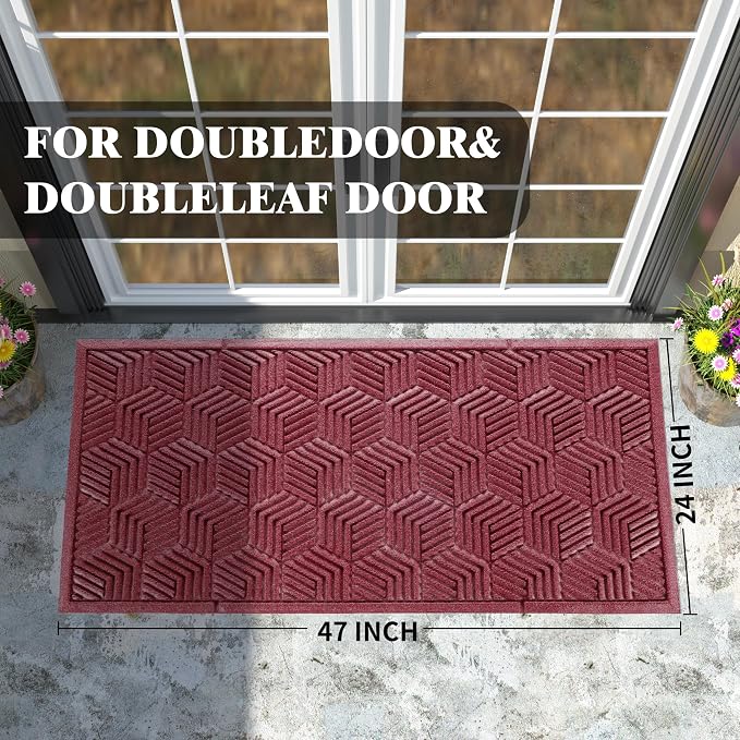 Yimobra Large Door Mat 47x24, All-Season Waterproof Outdoor Mats - Image 2