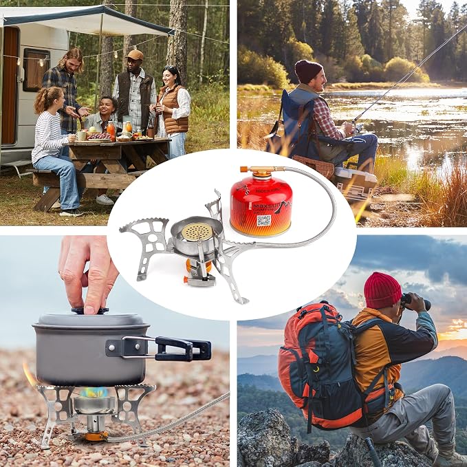 Camping Stove with Fuel Canister Adapter Portable Collapsible Gas Stove with - Image 5