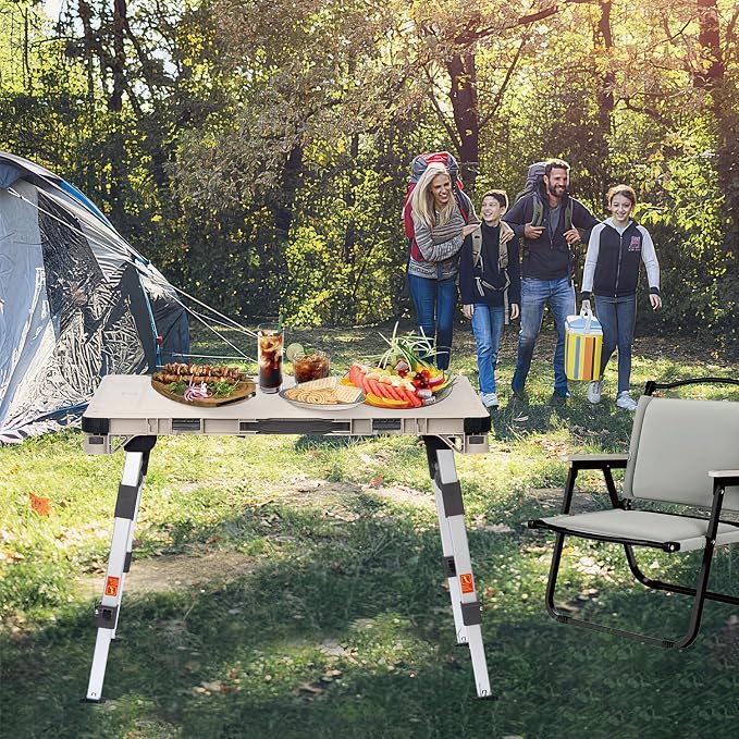 LEADALLWAY 3-in-1 Multi-Purpose Camping Table Wagon Portable Outdoor Platform - Image 6