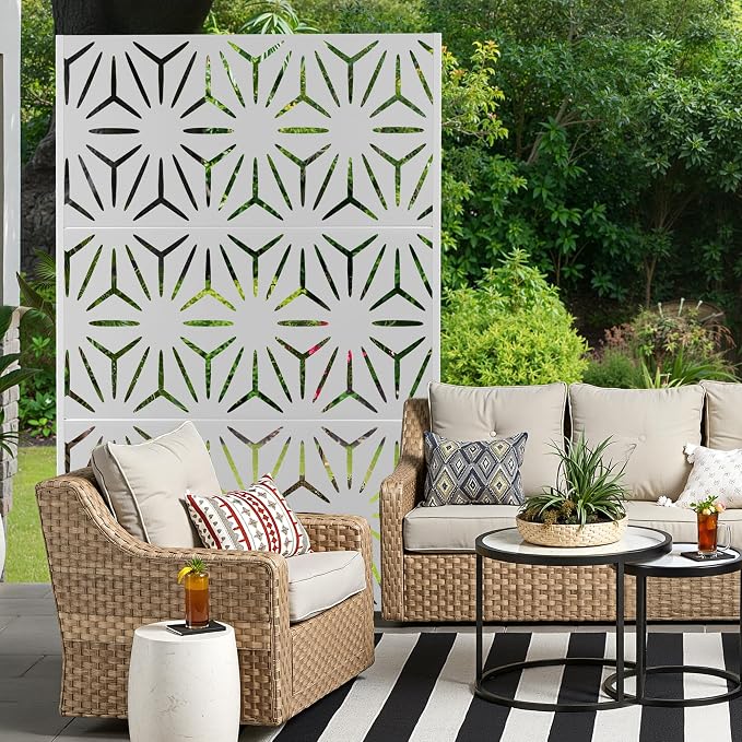 Metal Privacy Screen for Outdoor & Indoor Use, Free Standing Privacy Screen for - Image 7