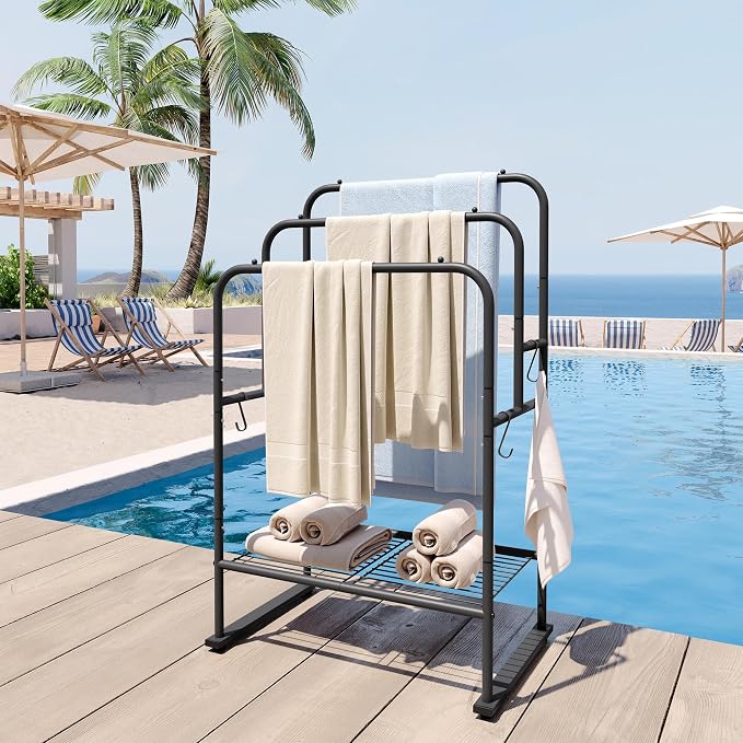 ELYKEN 40'' Tall Standing Towel Racks, 3 Tier Towel Drying Rack Outdoor - Image 6
