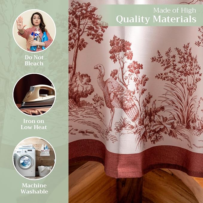 Maison d' Hermine Table Cloth Round Table 100% Cotton 69 Inches Fall Tablecloth - Image 3