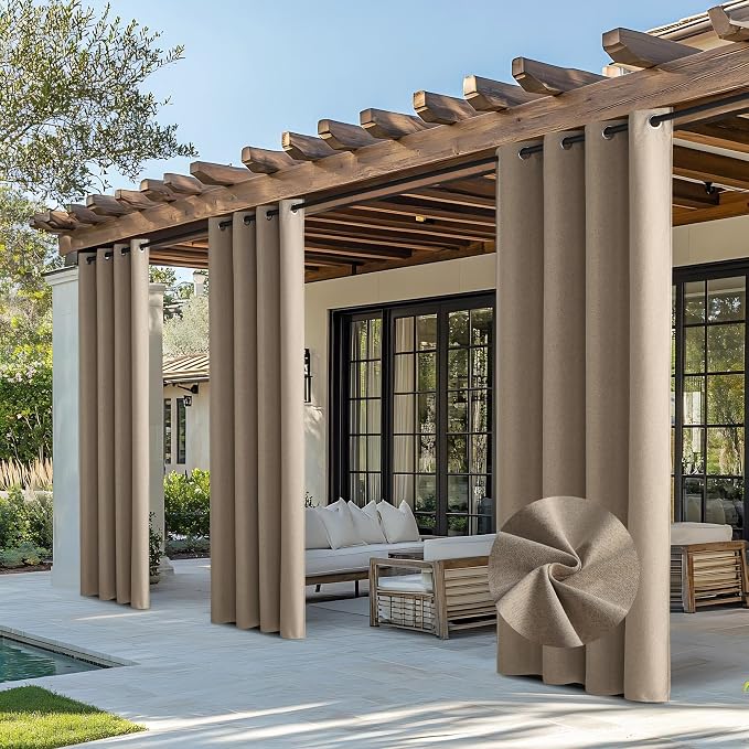 NICETOWN Outdoor Curtains for Patio Waterproof, Thermal Insulated Linen - Image 8