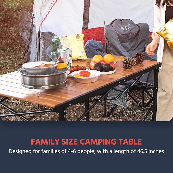 OUTSIDER Folding Camping Table Adjustable Height Foldable Roll-up Aluminum Camp - Image 5