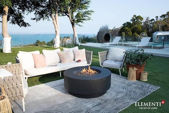 Elementi+ | Bundle Nimes Gas Fire Pit Cast Concrete 40" Dia. Round Fire Table - Image 7
