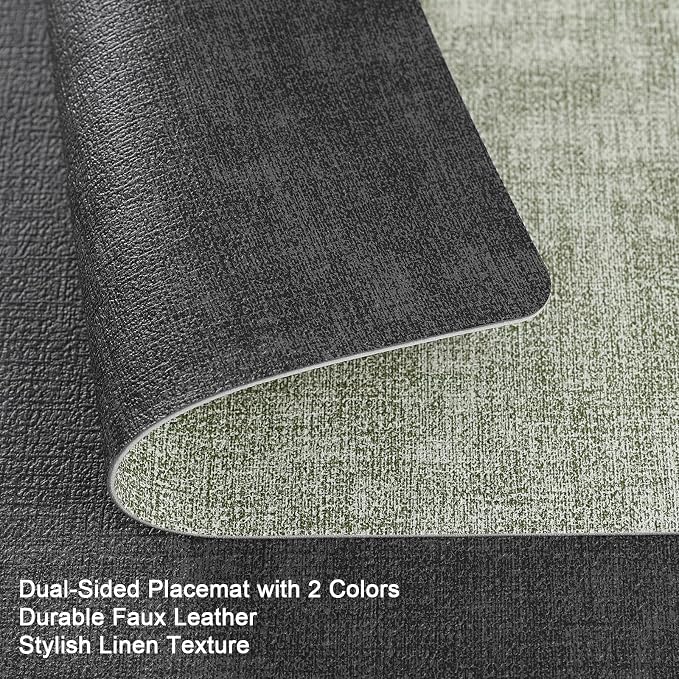 Myir JUN Placemats Dual Sided, Faux Leather Place Mats Set of 4 Indoor Placemat - Image 2
