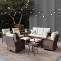 LayinSun 9 Pieces Outdoor Patio Furniture Set, Rattan Wicker Sectional Swivel by LayinSun