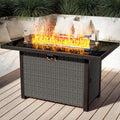 Propane Outdoor Fire Pit Table, Outdoor Gas FirePit W/Glass Wind Guard by Olimix