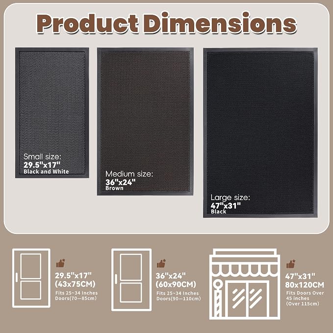 Outdoor Indoor Door Mats for Entryway, Heavy Duty and Durable All-Weather Entry - Image 2