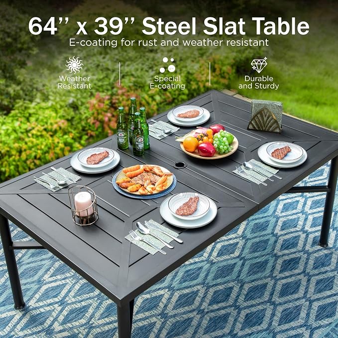 PHI VILLA 7 PCS Outdoor Dining Sets, All-Weather Patio Table and Chairs Set - Image 4